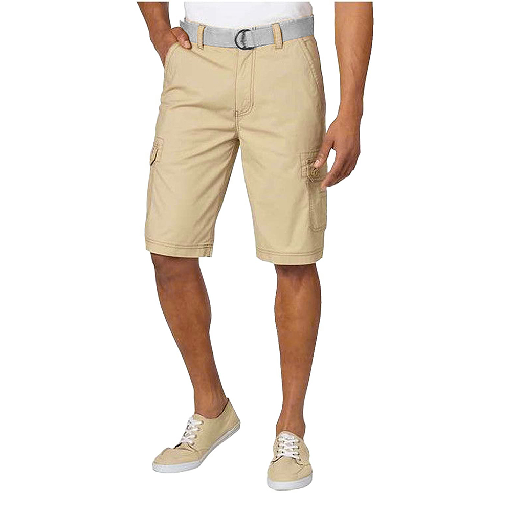 Men's Cotton Cargo Shorts Multiple Pockets Belt Casual Lose Fit Khaki / Grey Bel